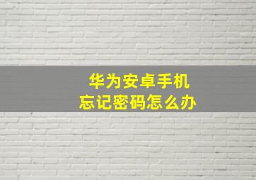 华为安卓手机忘记密码怎么办