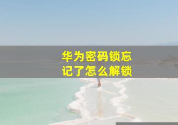 华为密码锁忘记了怎么解锁