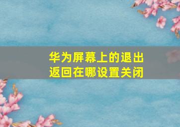 华为屏幕上的退出返回在哪设置关闭