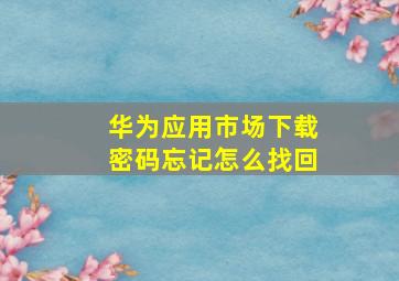 华为应用市场下载密码忘记怎么找回