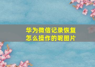 华为微信记录恢复怎么操作的呢图片