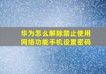 华为怎么解除禁止使用网络功能手机设置密码