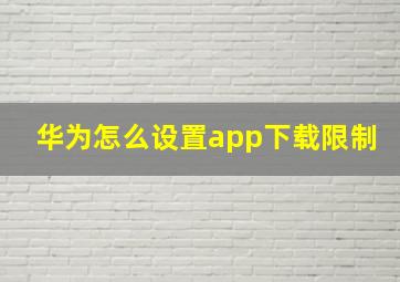 华为怎么设置app下载限制