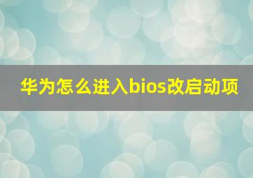 华为怎么进入bios改启动项