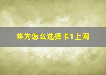 华为怎么选择卡1上网