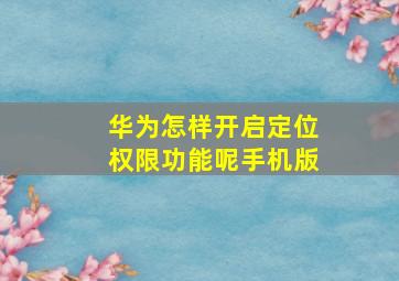 华为怎样开启定位权限功能呢手机版