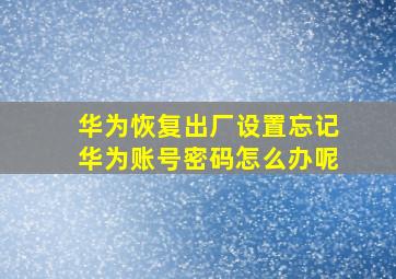 华为恢复出厂设置忘记华为账号密码怎么办呢