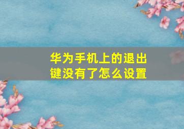 华为手机上的退出键没有了怎么设置