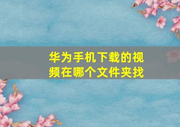 华为手机下载的视频在哪个文件夹找