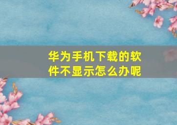 华为手机下载的软件不显示怎么办呢