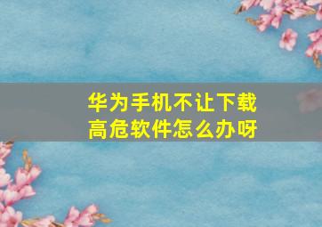 华为手机不让下载高危软件怎么办呀