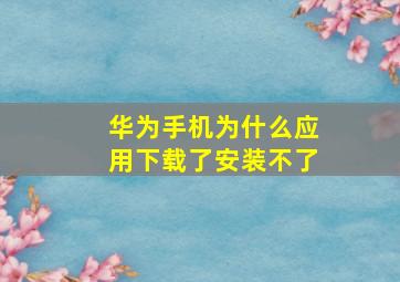 华为手机为什么应用下载了安装不了