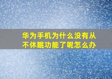 华为手机为什么没有从不休眠功能了呢怎么办