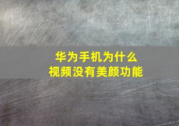 华为手机为什么视频没有美颜功能