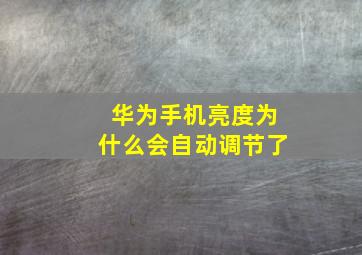 华为手机亮度为什么会自动调节了