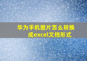 华为手机图片怎么转换成excel文档形式