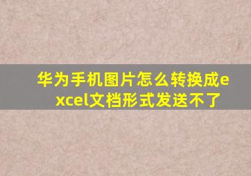 华为手机图片怎么转换成excel文档形式发送不了