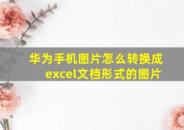 华为手机图片怎么转换成excel文档形式的图片