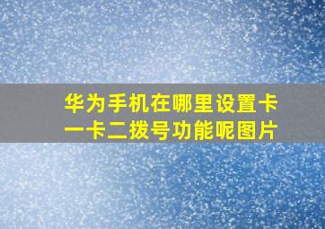 华为手机在哪里设置卡一卡二拨号功能呢图片