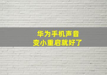 华为手机声音变小重启就好了