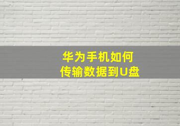 华为手机如何传输数据到U盘