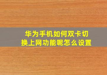 华为手机如何双卡切换上网功能呢怎么设置