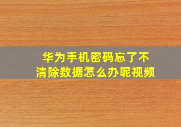 华为手机密码忘了不清除数据怎么办呢视频