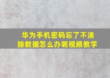 华为手机密码忘了不清除数据怎么办呢视频教学