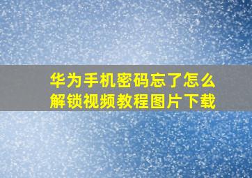 华为手机密码忘了怎么解锁视频教程图片下载