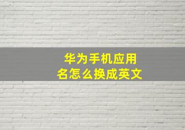 华为手机应用名怎么换成英文