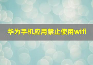 华为手机应用禁止使用wifi