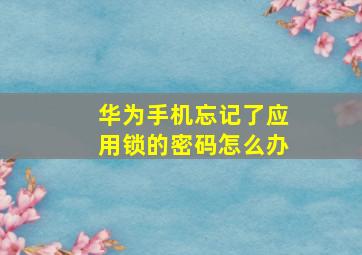 华为手机忘记了应用锁的密码怎么办