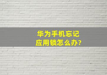 华为手机忘记应用锁怎么办?