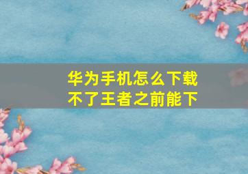 华为手机怎么下载不了王者之前能下