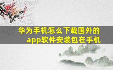 华为手机怎么下载国外的app软件安装包在手机