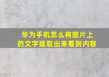 华为手机怎么将图片上的文字提取出来看到内容