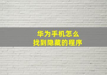 华为手机怎么找到隐藏的程序