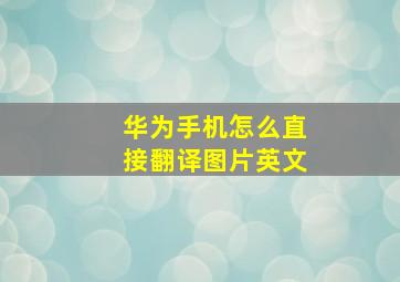 华为手机怎么直接翻译图片英文