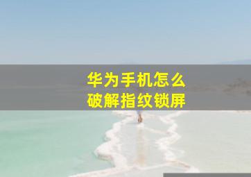 华为手机怎么破解指纹锁屏