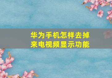 华为手机怎样去掉来电视频显示功能