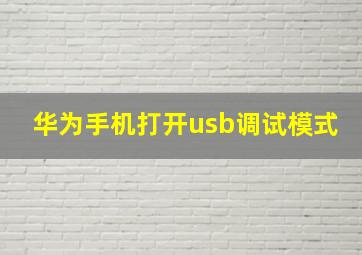 华为手机打开usb调试模式