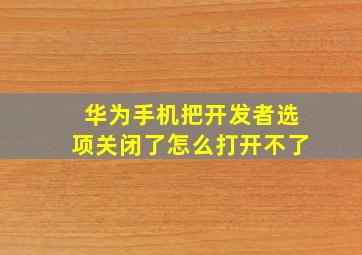 华为手机把开发者选项关闭了怎么打开不了