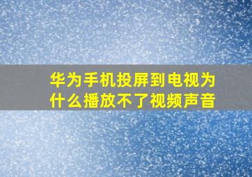 华为手机投屏到电视为什么播放不了视频声音