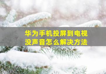 华为手机投屏到电视没声音怎么解决方法