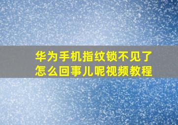 华为手机指纹锁不见了怎么回事儿呢视频教程