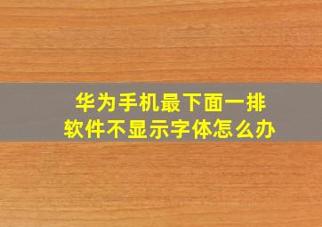 华为手机最下面一排软件不显示字体怎么办