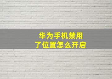 华为手机禁用了位置怎么开启