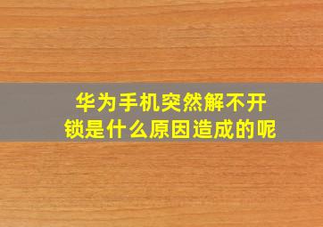 华为手机突然解不开锁是什么原因造成的呢