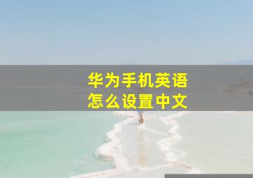 华为手机英语怎么设置中文