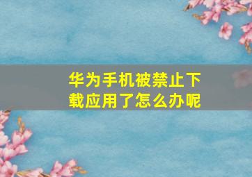 华为手机被禁止下载应用了怎么办呢